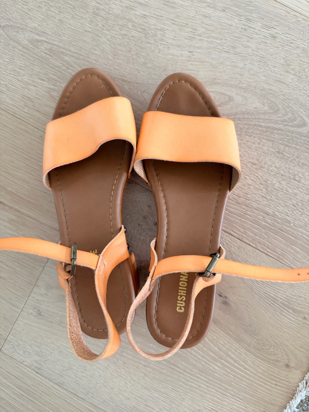 Women's Orange Open-Toe Ankle-Strap Sandals